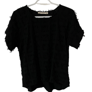 Ellison Black Short Sleeve Textured Top Size Small